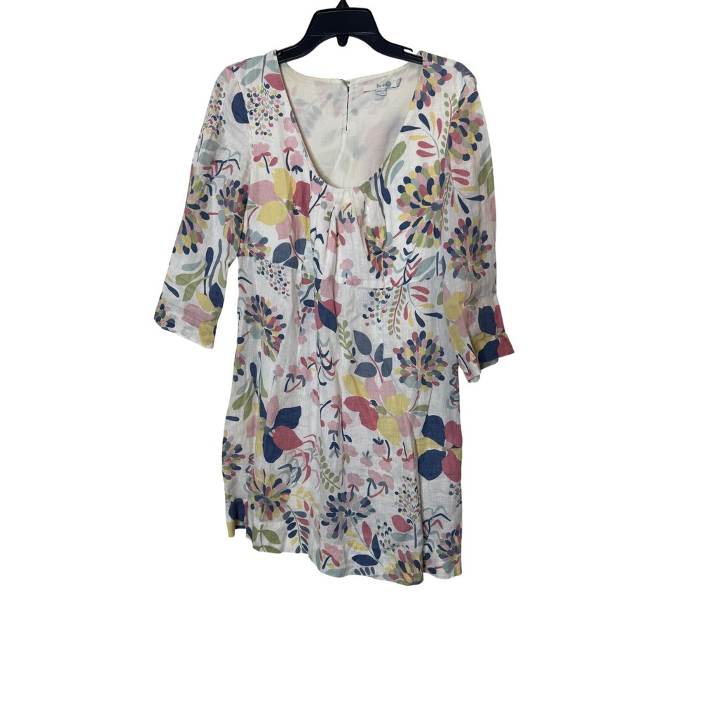 Boden Dress Womens 8 Multicolor Floral Shift Mini 3/4 Sleeve Empire Waist